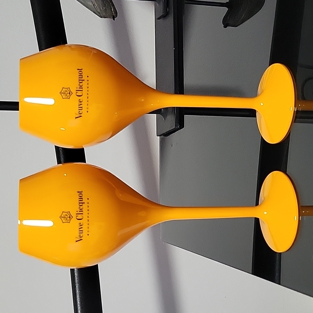 Authentic Veuve Clicquot Orange Acrylic Plastic Champagne Glasses